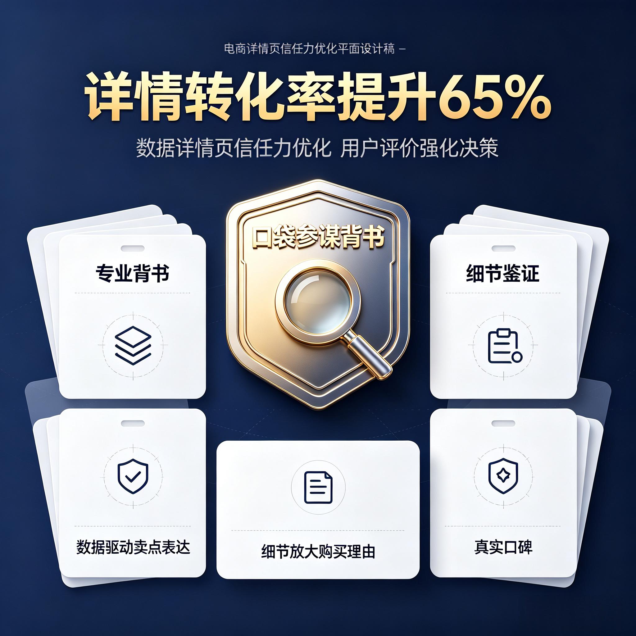 详情页信任力优化：口袋参谋背书+细节+口碑，详情转化率提升65%