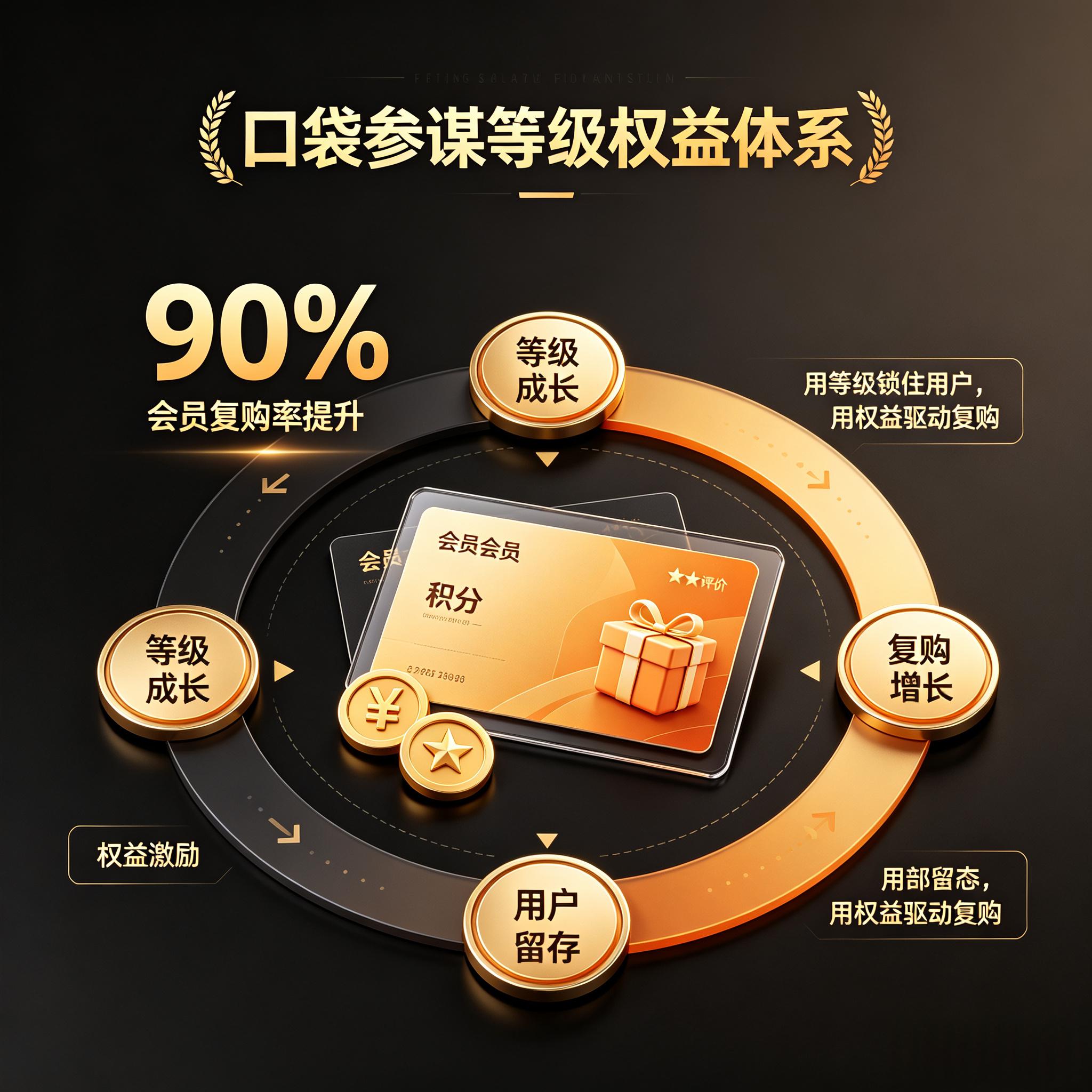 电商会员体系搭建：口袋参谋等级+权益+留存，会员复购率提升90%